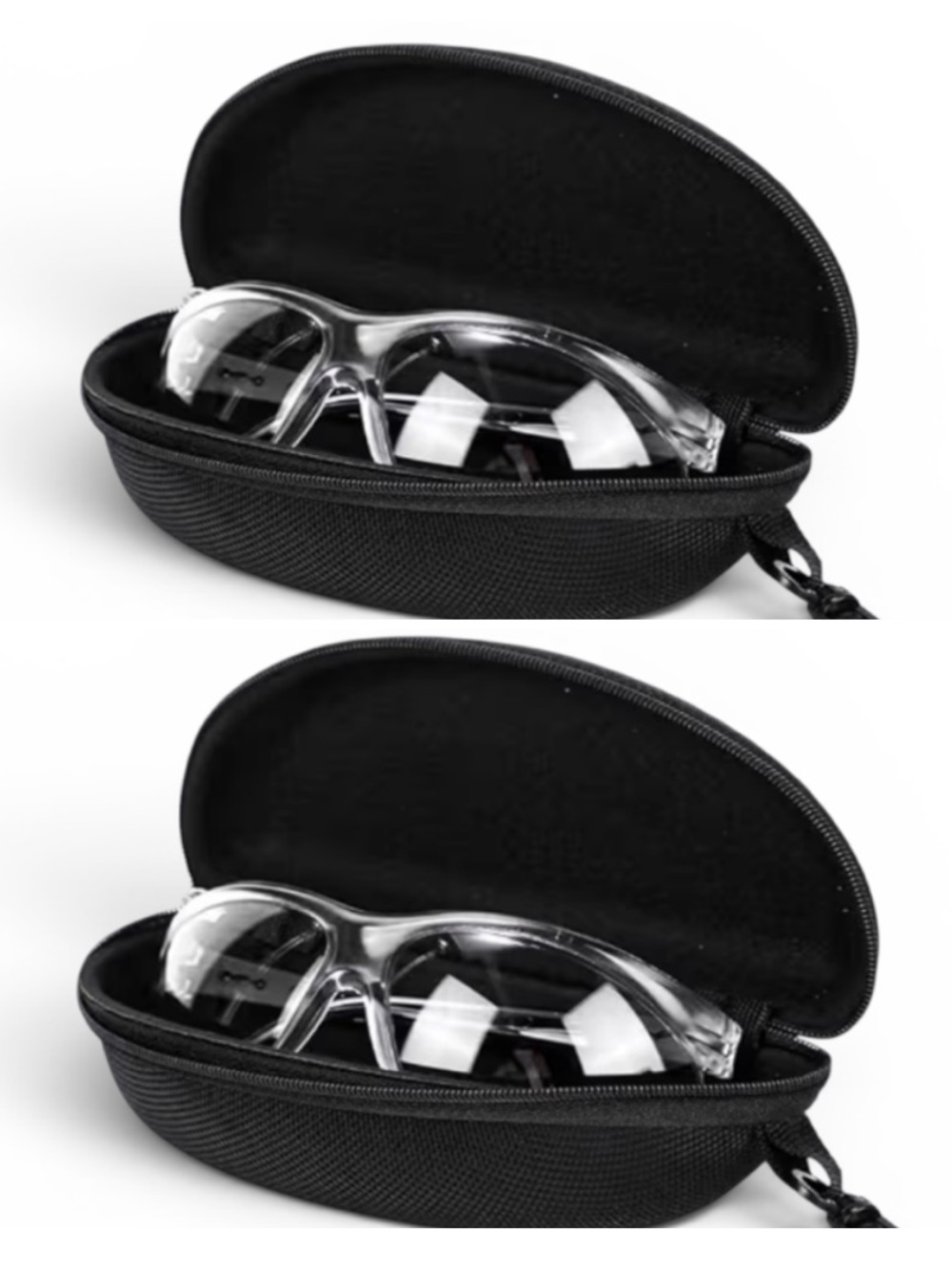 Two pack Clear Safety Glasses with Black Zip Case